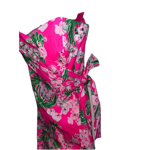 Lilly Pulitzer Multicolor Floral Stella Strapless Stress Bow Dress Sz 8 Preppy - Picture 11 of 16